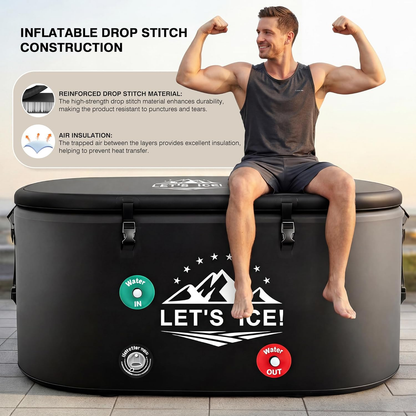 Inflatable Ice Bath Tub for Athletes, 216-Gallon Cold Plunge Tub with Insulated Lid, Full-Body Stretch Design, Insulated & Water Chiller Compatible, Portable for Indoor & Outdoor