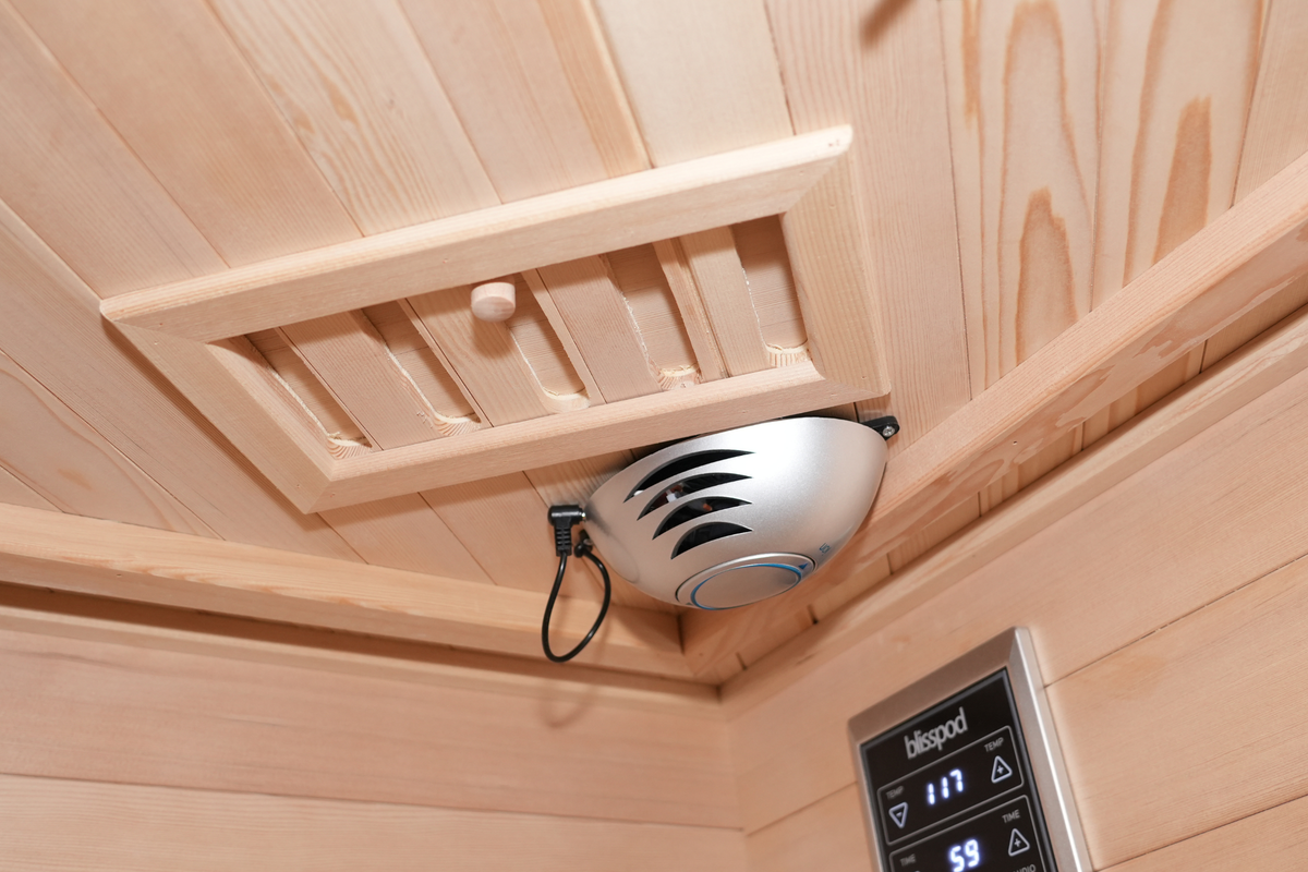 Blisspod I Vienna RED I All-In-One - Full Spectrum + Red Light I Indoor Corner Premium Sauna I 4-5 Person