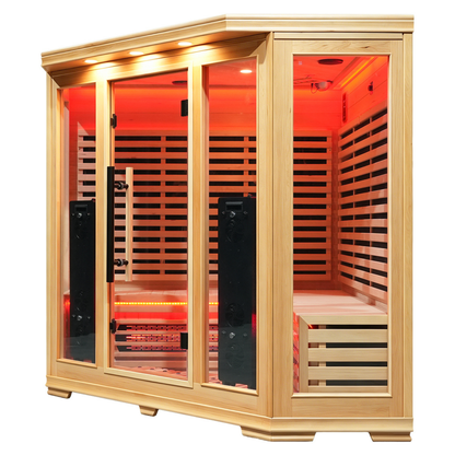 Blisspod I Vienna RED I All-In-One - Full Spectrum + Red Light I Indoor Corner Premium Sauna I 4-5 Person