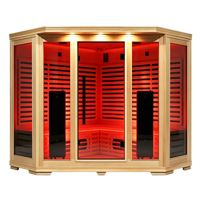 Blisspod I Vienna RED I All-In-One - Full Spectrum + Red Light I Indoor Corner Premium Sauna I 4-5 Person