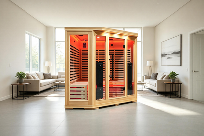 Blisspod I Vienna RED I All-In-One - Full Spectrum + Red Light I Indoor Corner Premium Sauna I 4-5 Person