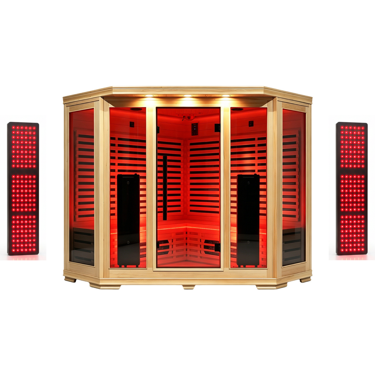 Blisspod I Vienna RED I All-In-One - Full Spectrum + Red Light I Indoor Corner Premium Sauna I 4-5 Person