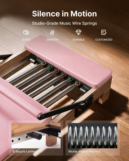 Pilates Reformer,  92" Wooden Pilates Reformer Machine with Springs, Pilates Machines for Home Use and Studio, Pilates Equipment with Sitting Box, Jump Board and Accessories