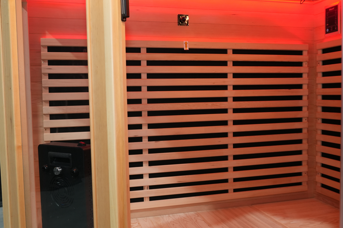 Blisspod I Vienna RED I All-In-One - Full Spectrum + Red Light I Indoor Corner Premium Sauna I 4-5 Person