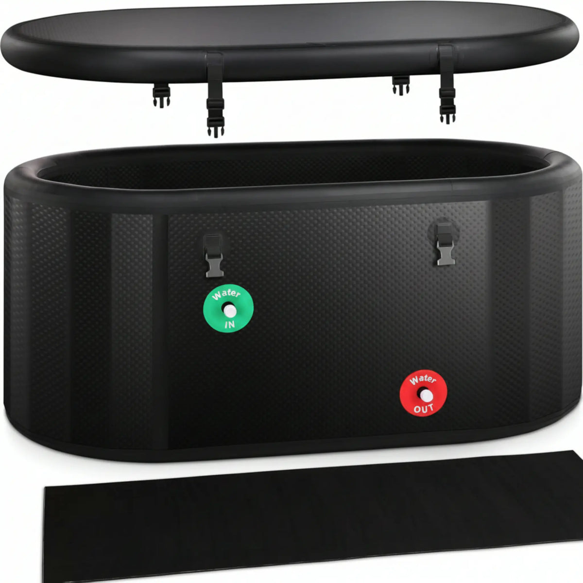 XXL Ice Bath Tub for Athletes, Compatible with Water Chillers, 216-Gallon Inflatable Cold Plunge Tub with Insulated Lid, Thermometer, Water-Absorbent Mat, Portable for Outdoor & Indoor